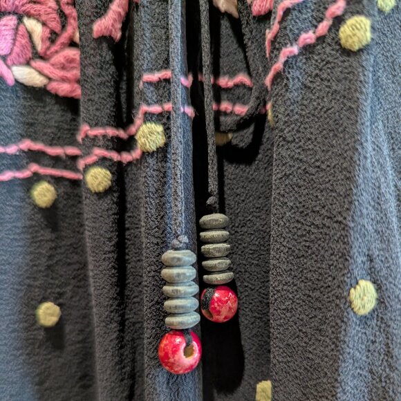 Vivienne Tam black chiffon embroidered pink floral top - small - Picture 3 of 6